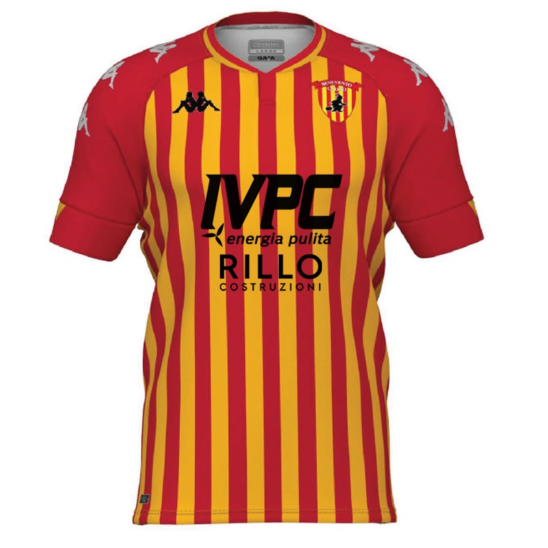 Benevento Home 2020/2021 Football Shirt Manufactured By Kappa. The Club Plays Football In Italy.