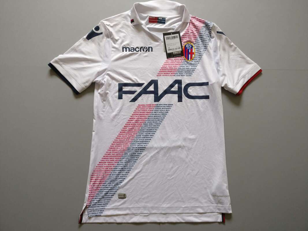 Bologna F.C. 1909 Away 2017/2018 Football Shirt Manufactured By Macron. The Club Plays Football In Italy.