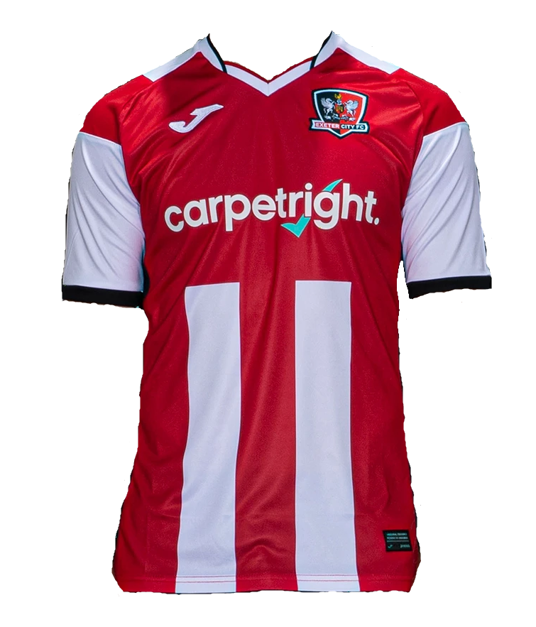 Exeter City Home 2020/2021 Football Shirt Manufactured By Joma. The Club Plays Football In England.