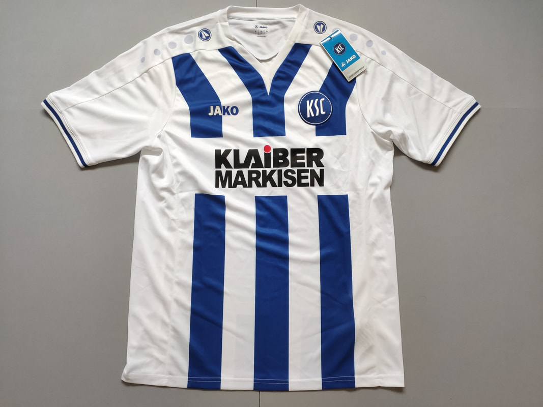 Karlsruher SC Home 2015/2016 Football Shirt Manufactured By Jako. The Club Plays Football In Germany.