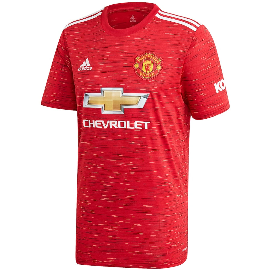 Manchester United 2020/2021 Home Football Shirt Manufactured By Adidas. The Club Plays Football In England.