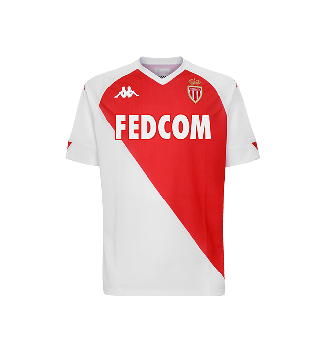 Monaco​​​​​​ Home 2020/2021 Football Shirt Manufactured By Kappa. The Club Plays Football In France.