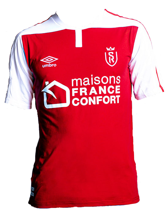 Reims Home 2020/2021 Football Shirt Manufactured By Umbro. The Club Plays Football In France.