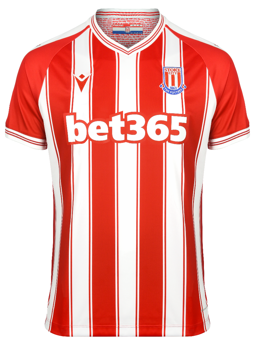 Stoke City Home 2020/2021 Football Shirt Manufactured By Macron. The Club Plays Football In The Championship.