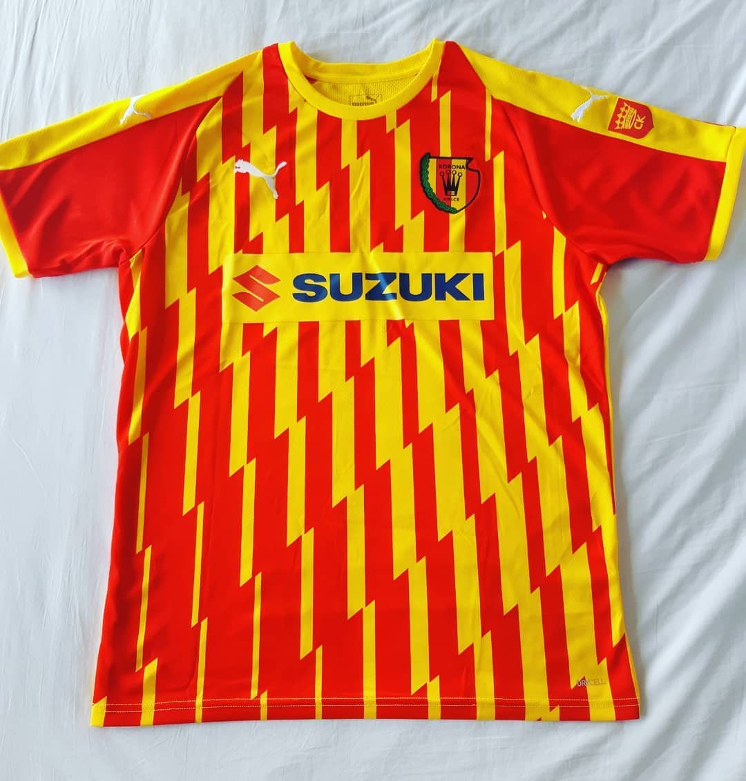 Korona Kielce Home 2019/2020 Football Shirt Manufactured By Puma. The club plays football in Poland.