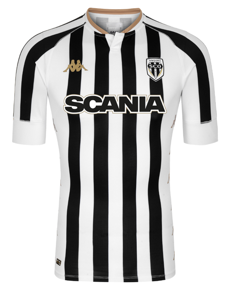Angers Home 2020/2021 Football Shirt Manufactured By Kappa. The Club Plays Football In France.