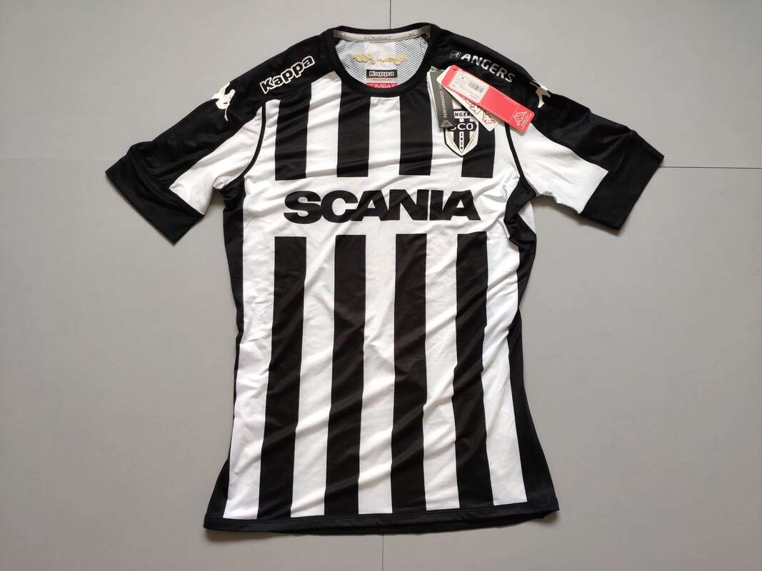 Angers SCO Home 2016/2017 Football Shirt Manufactured By Kappa. The Club Plays Football In France.