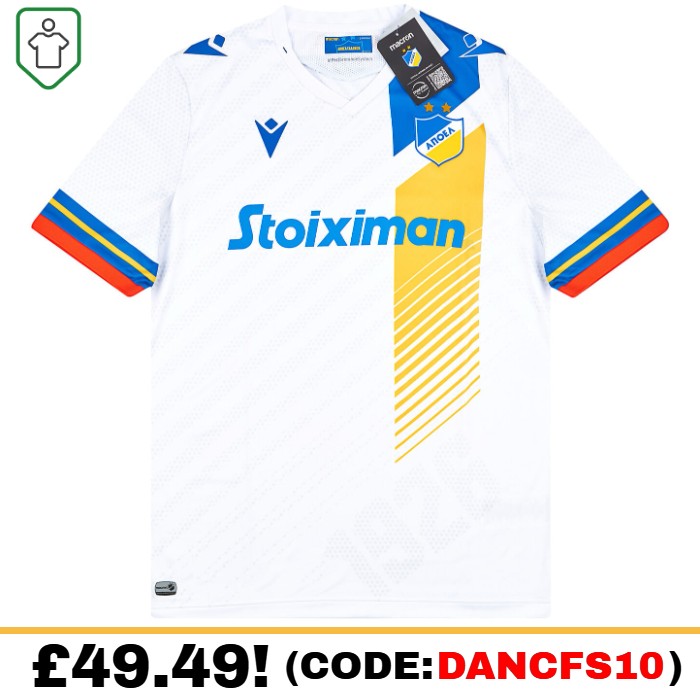 APOEL Away 2022/2023 Football Shirt Manufactured By Macron. The Club Plays In Cyprus.