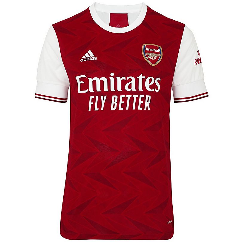 Arsenal F.C. Home 2020/2021 Football Shirt Manufactured By Adidas. The Club Plays Football In The Premier League.