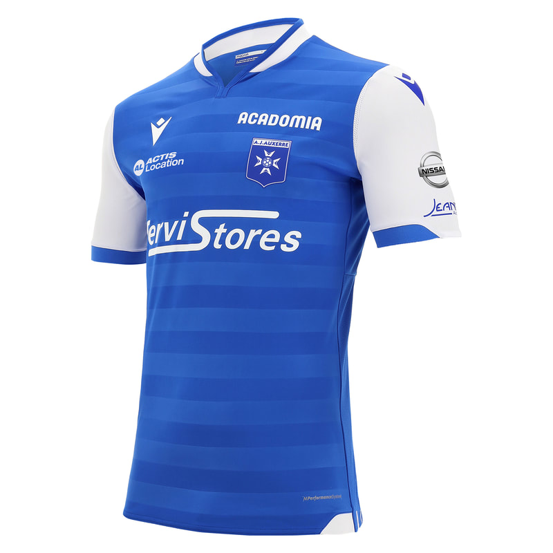 Auxerre​​​​ Away 2020/2021 Football Shirt Manufactured By Macron. The Club Plays Football In France.
