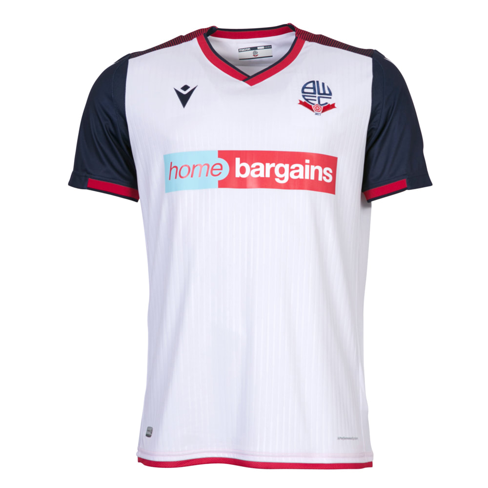 Bolton Wanderers Home 2020/2021 Football Shirt Manufactured By Macron. The Club Plays Football In England.