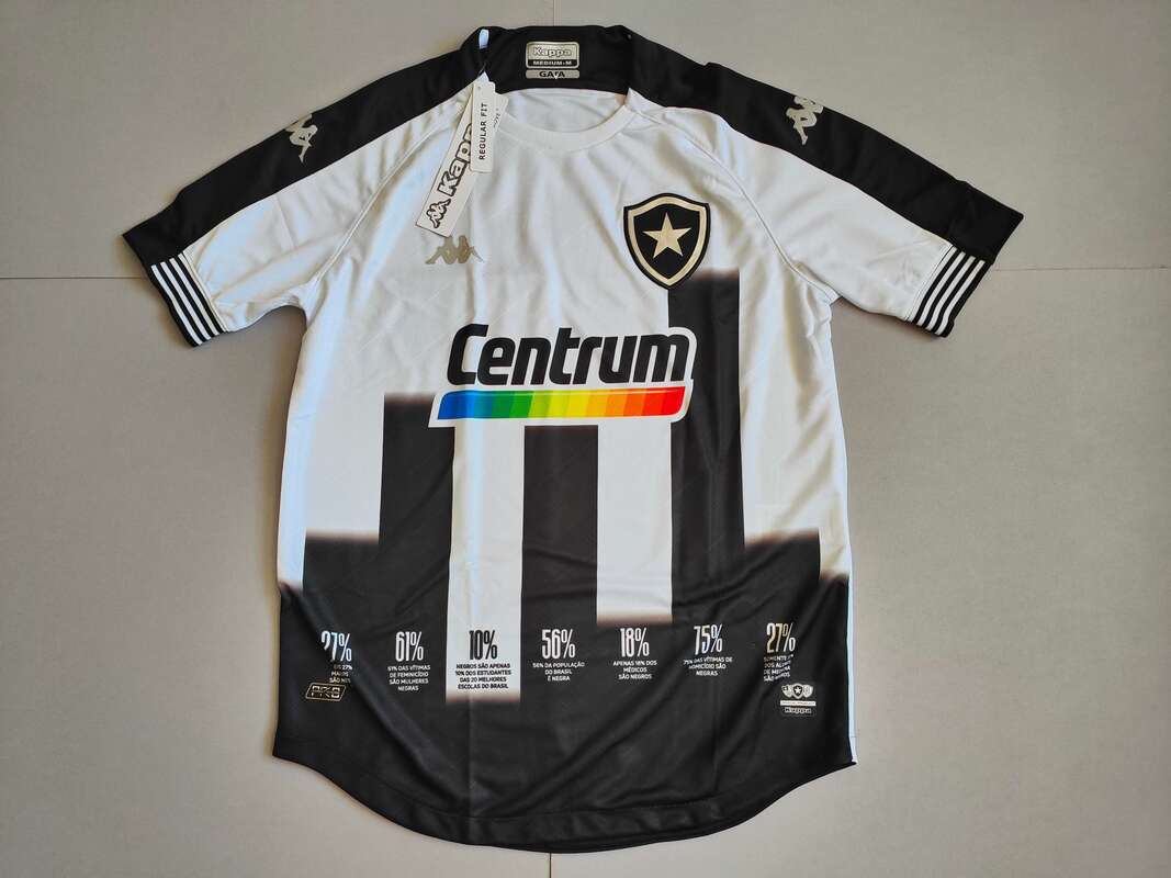 Botafogo Antirracismo 2021 Football Shirt Manufactured By Kappa. The Club Plays Football In Brazil.