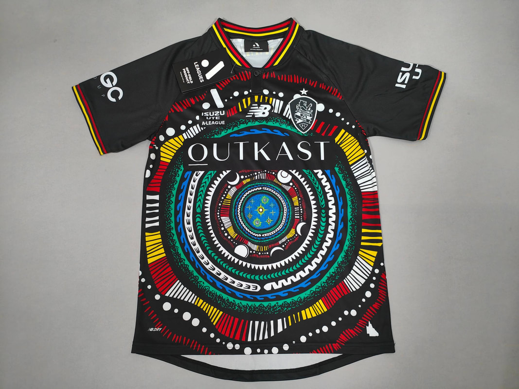 Brisbane Roar FC 'Indigenous' 2023/2024 Football Shirt Manufactured By New Balance. The Club Plays Football In Australia.
