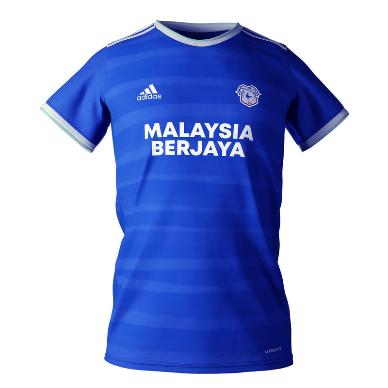 Cardiff City Home 2020/2021 Football Shirt Manufactured By Adidas. The Club Plays Football In The Championship.