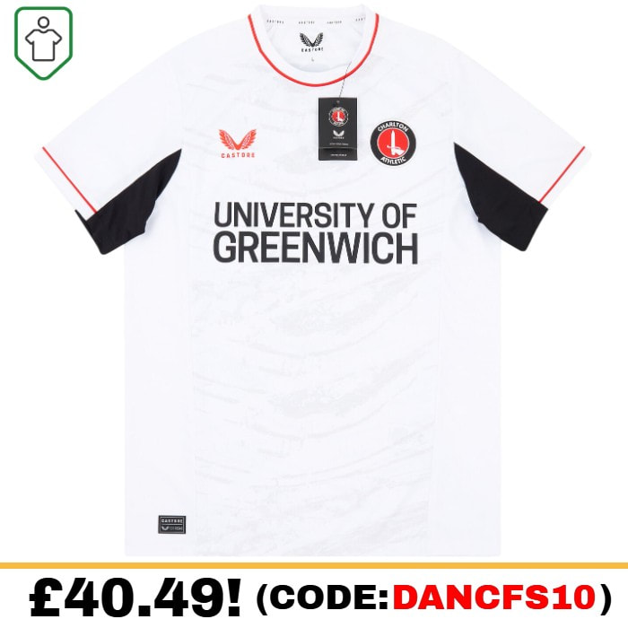 Charlton Away 2022/2023 Football Shirt Manufactured By Castore. The Club Plays In England.