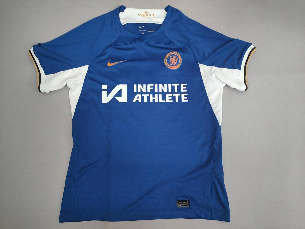 Chelsea F.C. Home 2023/2024 Football Shirt Manufactured By Nike. The Club Plays Football In England.