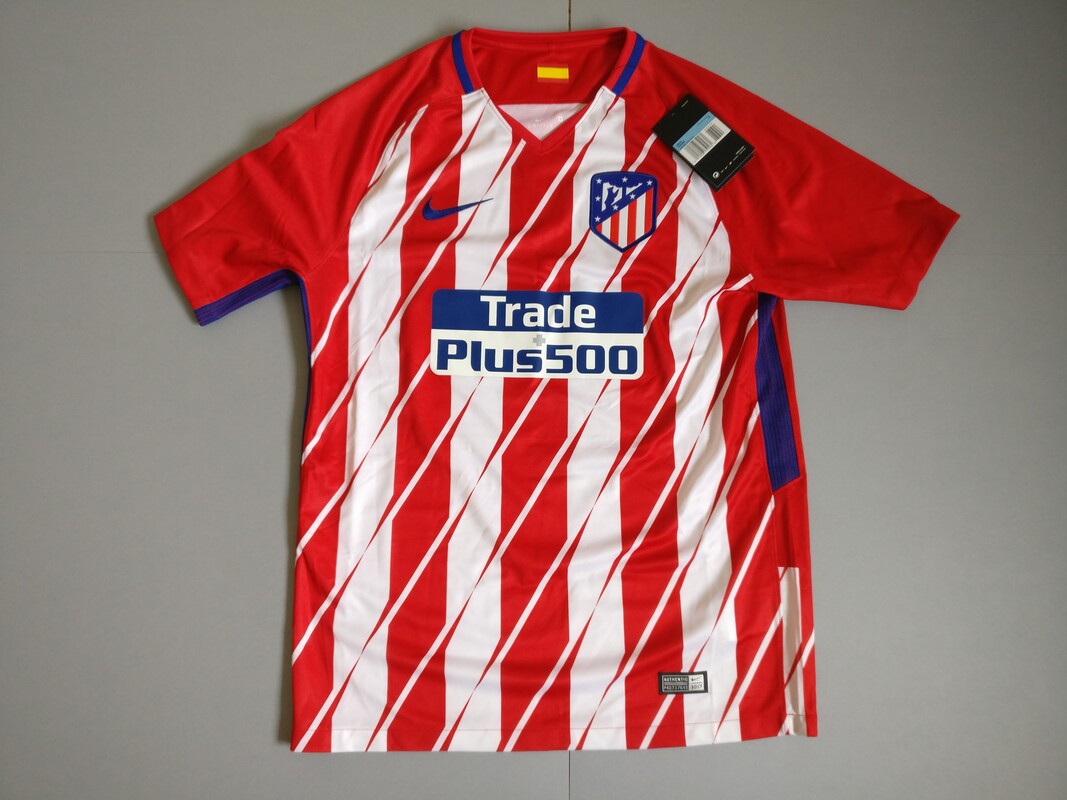 Atlético Madrid Home 2017/2018 Football Shirt Manufactured By Nike. The Club plays Football In Spain.