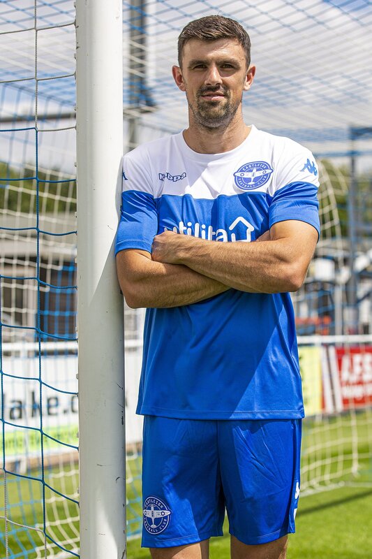 Eastleigh Home 2020/2021 Football Shirt Manufactured By Kappa. The Club Plays Football In England.