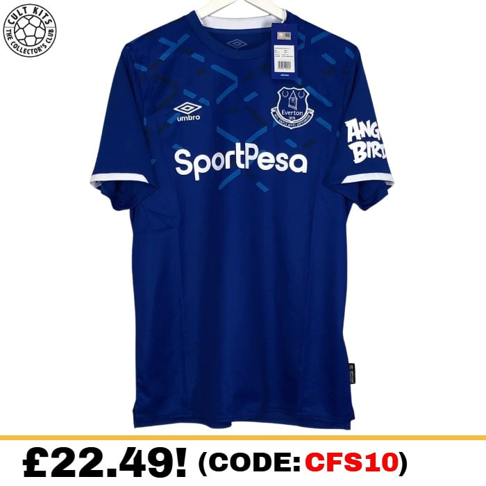 Everton Home 2019/2020 Football Shirt Manufactured By Umbro. The Club Plays In England.