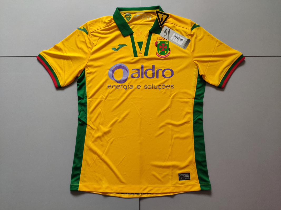 F.C. Paços de Ferreira Home 2019/2020 Football Shirt Manufactured By Joma. The Club Plays Football In Portugal.