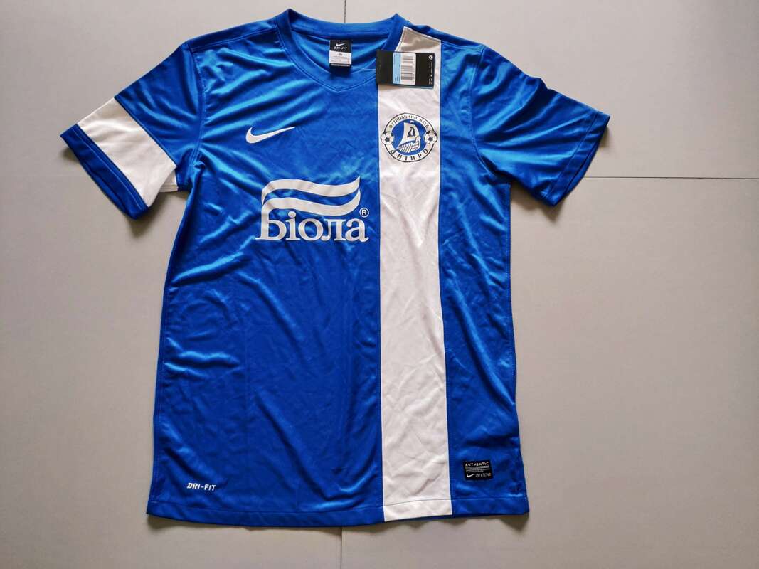 FC Dnipro Dnipropetrovsk Home 2013/2014 Football Shirt Manufactured By Nike. The Team Plays Football In Ukraine.