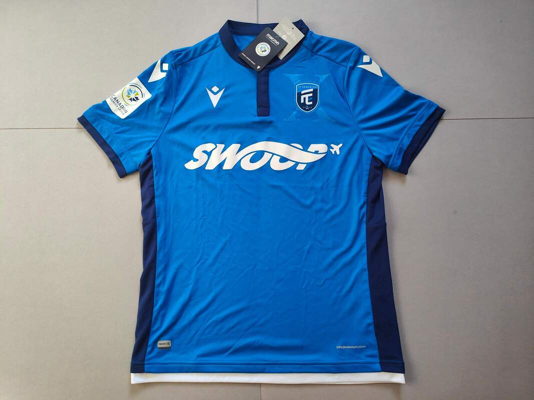 FC Edmonton Home 2020 Football Shirt Manufactured By Macron. The Club Plays Football In Canada.