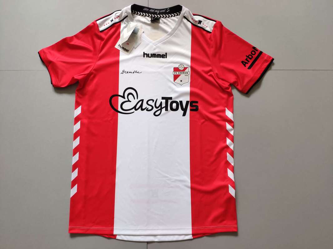FC Emmen Home 2020/2021 Football Shirt Manufactured By Hummel. The Club Plays Football In The Netherlands.