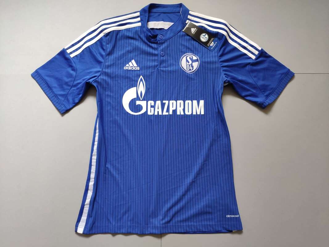 FC Schalke 04 Home 2014-2016 Football Shirt Manufactured By Adidas. The Club Plays Football In Germany.