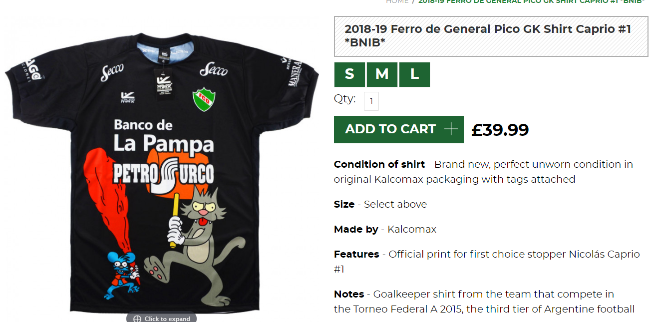 Club Ferro Carril Oeste (General Pico) Goalkeeper 2018/2019 Football Shirt  - Club Football Shirts