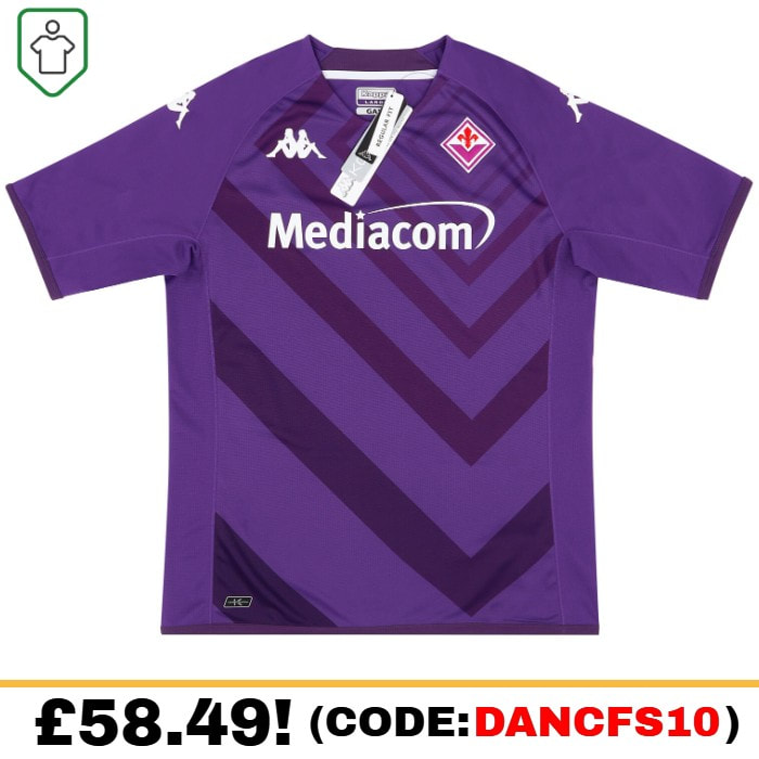 Fiorentina Home 2022/2023 Football Shirt Manufactured By Kappa. The Club Plays In Italy.