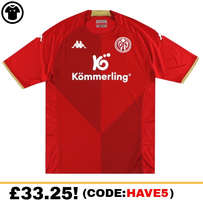FSV Mainz Home 2022/2023 Football Shirt Manufactured By Kappa. The Club Plays In Germany.