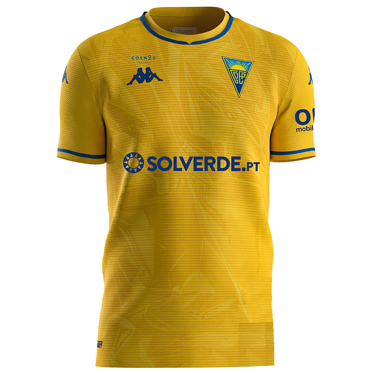 G.D. Estoril Praia Home 2022/2023 Football Shirt Manufactured By Kappa. The Club Plays Football In Portugal.