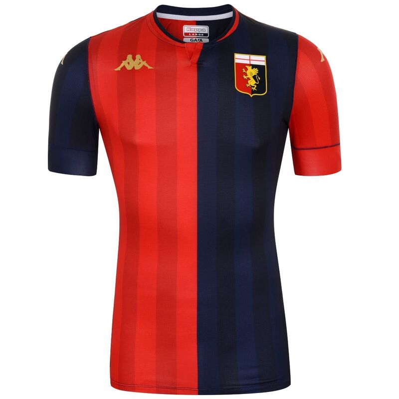 Genoa Home 2020/2021 Football Shirt Manufactured By Kappa. The Club Plays Football In Italy.