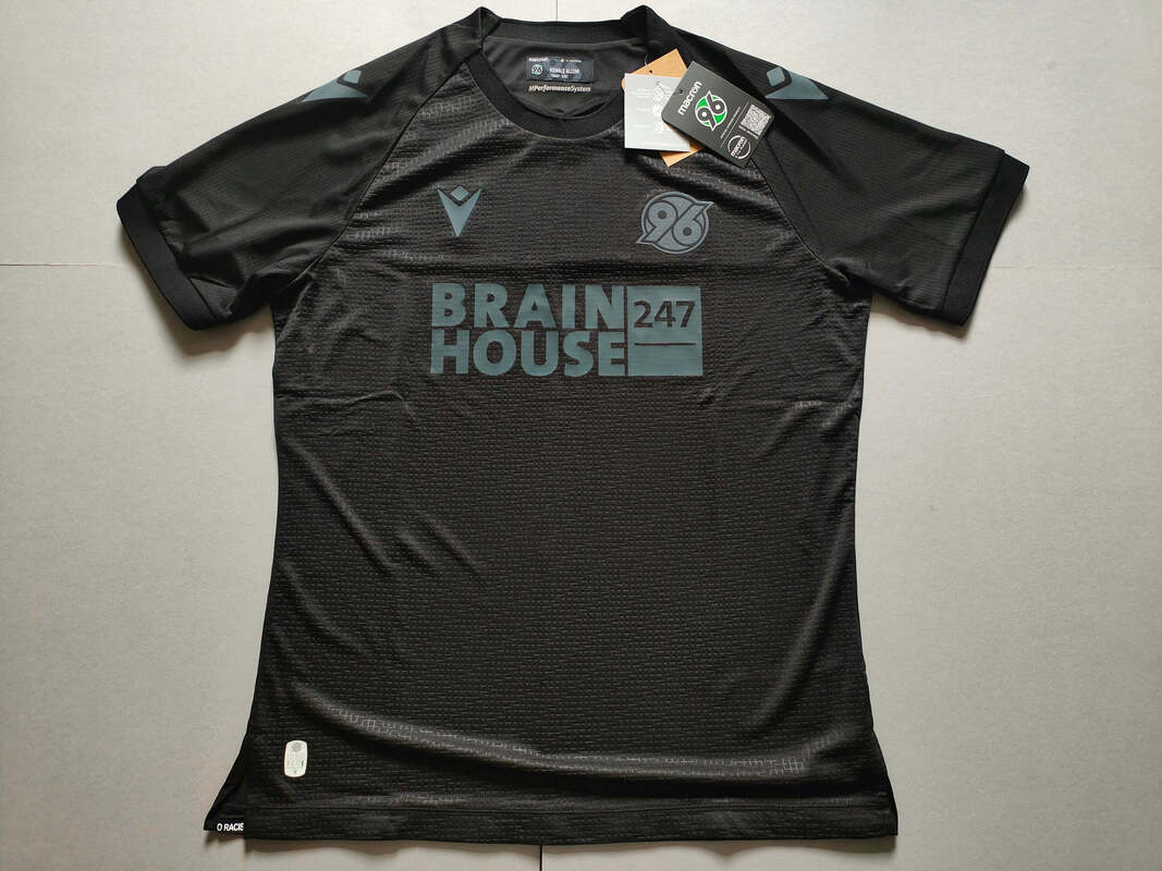 Hannover 96 'Black Out' 2022/2023 Football Shirt Manufactured By Macron. The Club Plays Football In Germany.