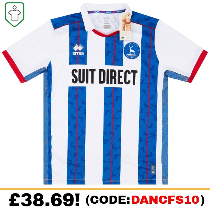 Hartlepool Home 2022/2023 Football Shirt Manufactured By Errea. The Club Plays In England.