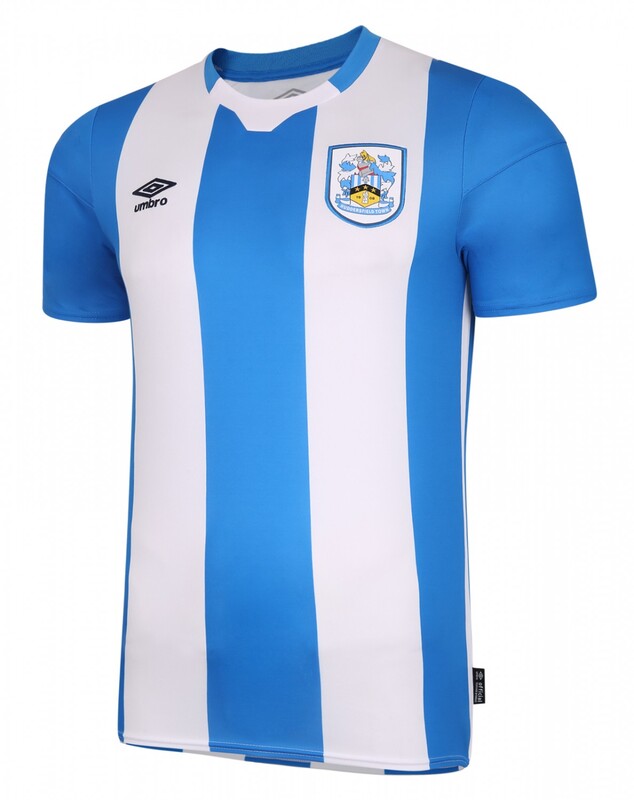 Huddersfield Town Home 2020/2021 Football Shirt Manufactured By Umbro. The Club Plays Football In The Championship.