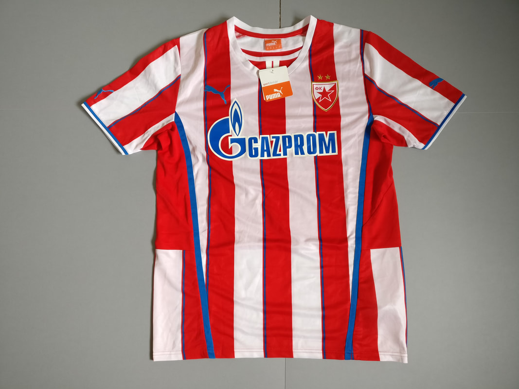 FK Crvena zvezda Home 2013/2014 Football Shirt Manufactured By Puma. The Club Plays Football In Serbia.