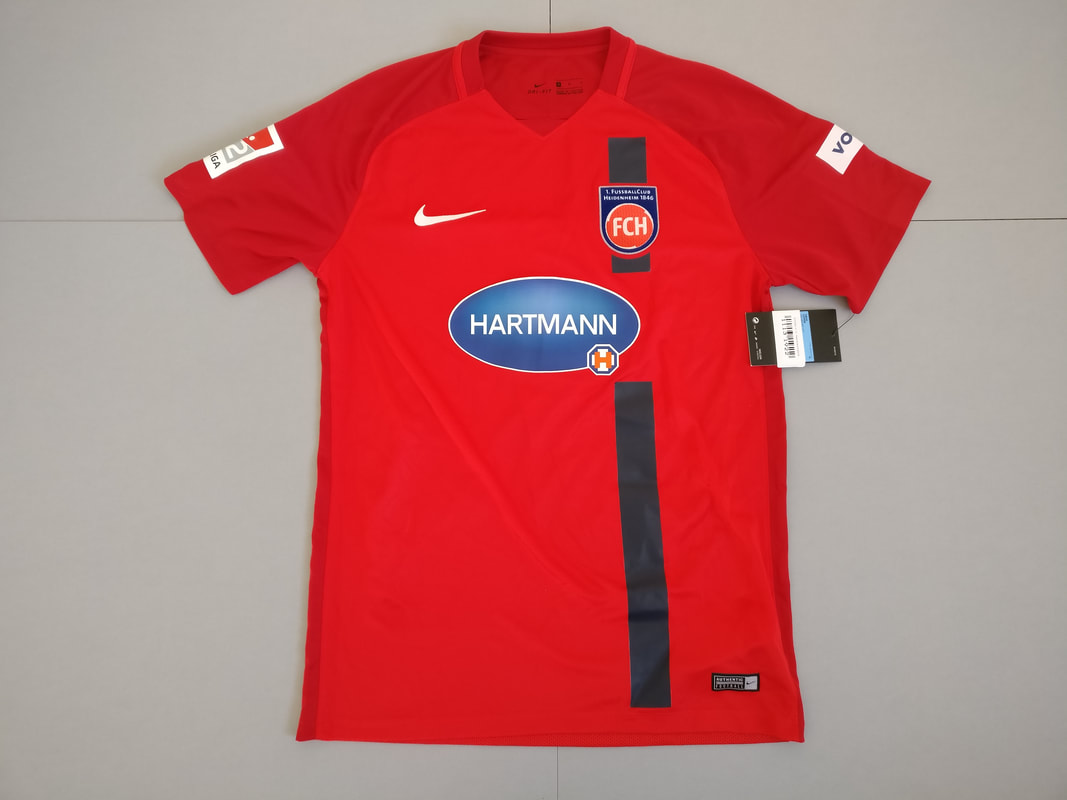 1 FC Heidenheim 1846 Home 2017/2018 Football Shirt Manufactured By Nike. The Club Plays Football In Germany.