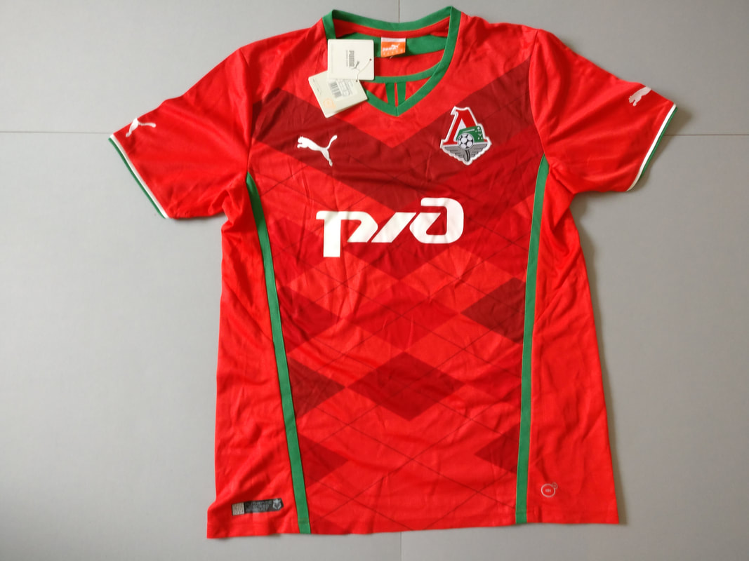 FC Lokomotiv Moscow Home 2013/2014 Football Shirt Manufactured By Puma. The Club Plays Football In Russia.
