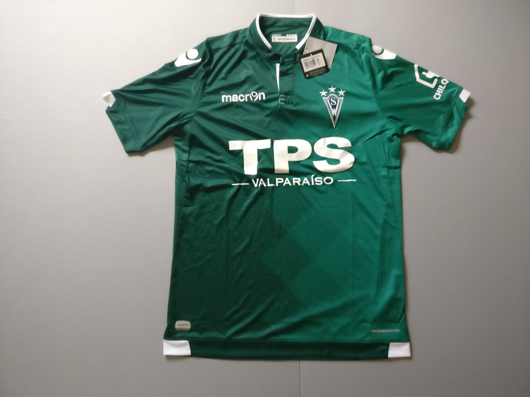 Santiago Wanderers Home 2016/2017 Football Shirt Manufactured By Macron. The Club Plays Football In Chile.