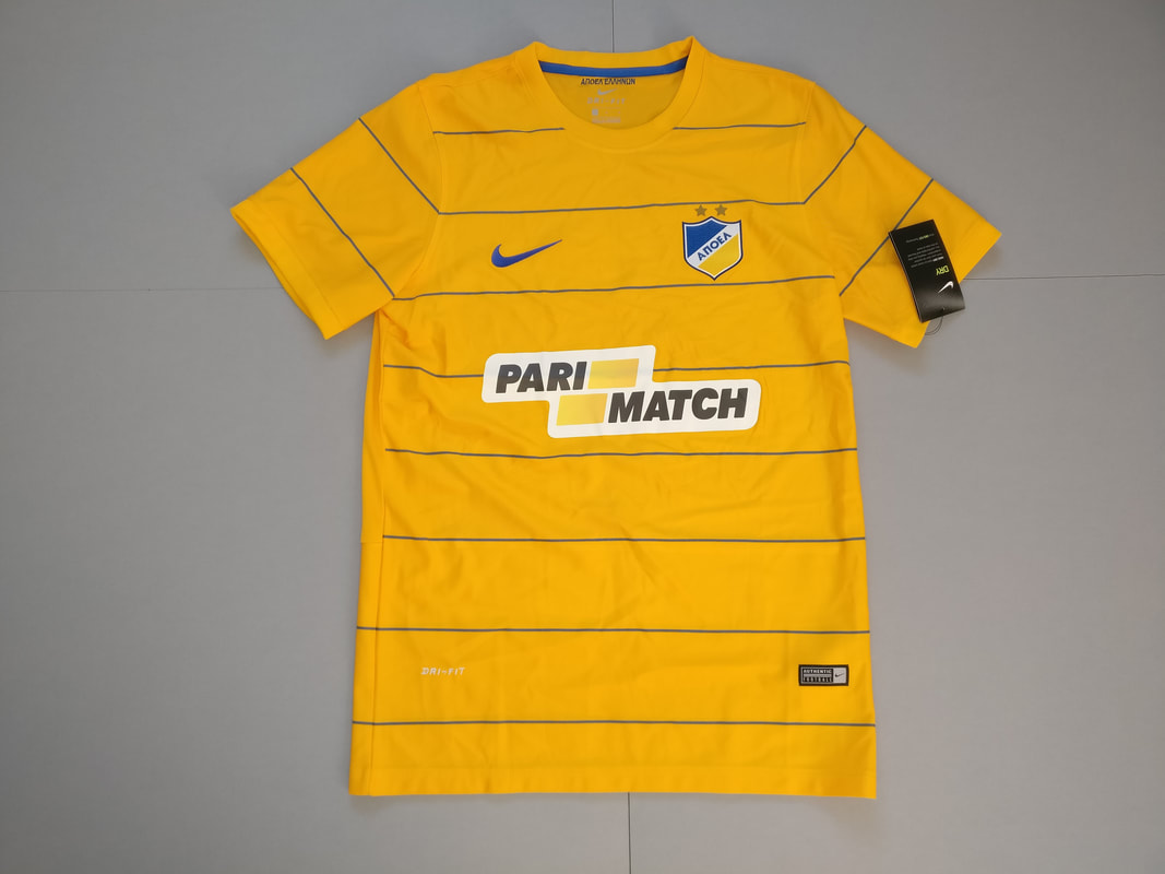 APOEL FC Home 2016/2017 Football Shirt Manufactured By Nike. The Team Plays Football In Cyprus.