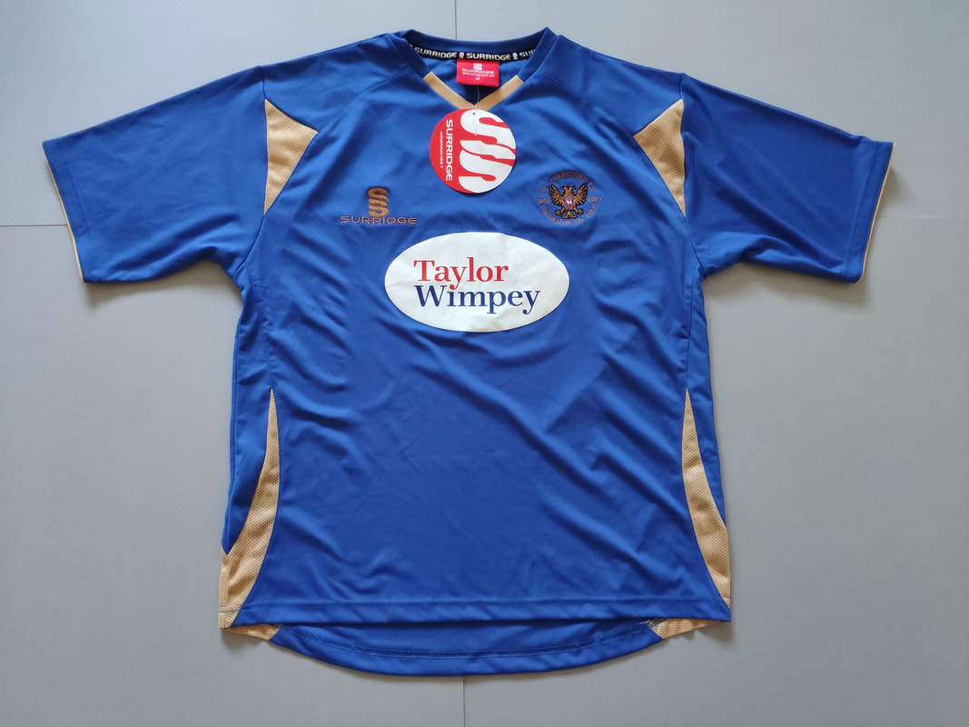 St Johnstone F.C. Home 2009/2010 Football Shirt Manufactured By Surrudge. The Club Plays Football In Scotland.