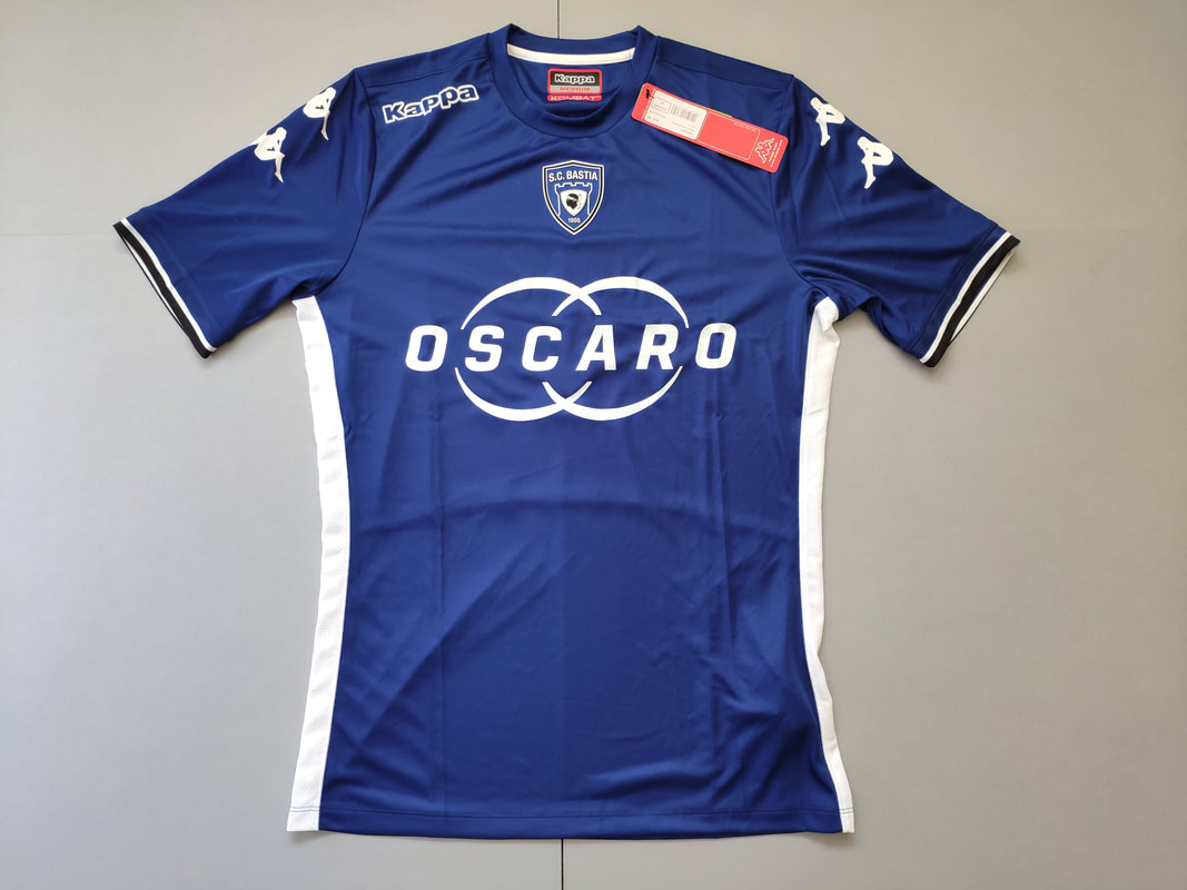 SC Bastia Home 2017/2018 Football Shirt Manufactured By Kappa. The Club Plays Football In Frace.