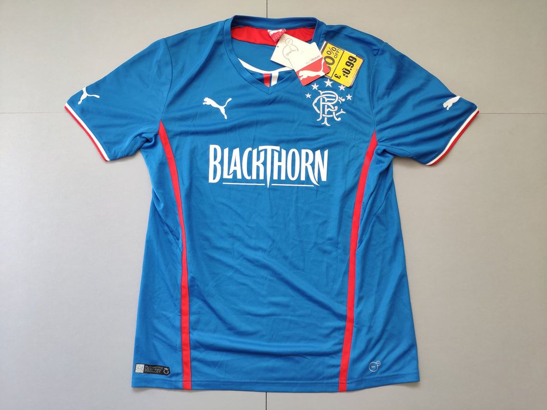 Rangers F.C. Home 2013/2014 Football Shirt Manufactured By Puma. The Club Plays Football In Scotland.