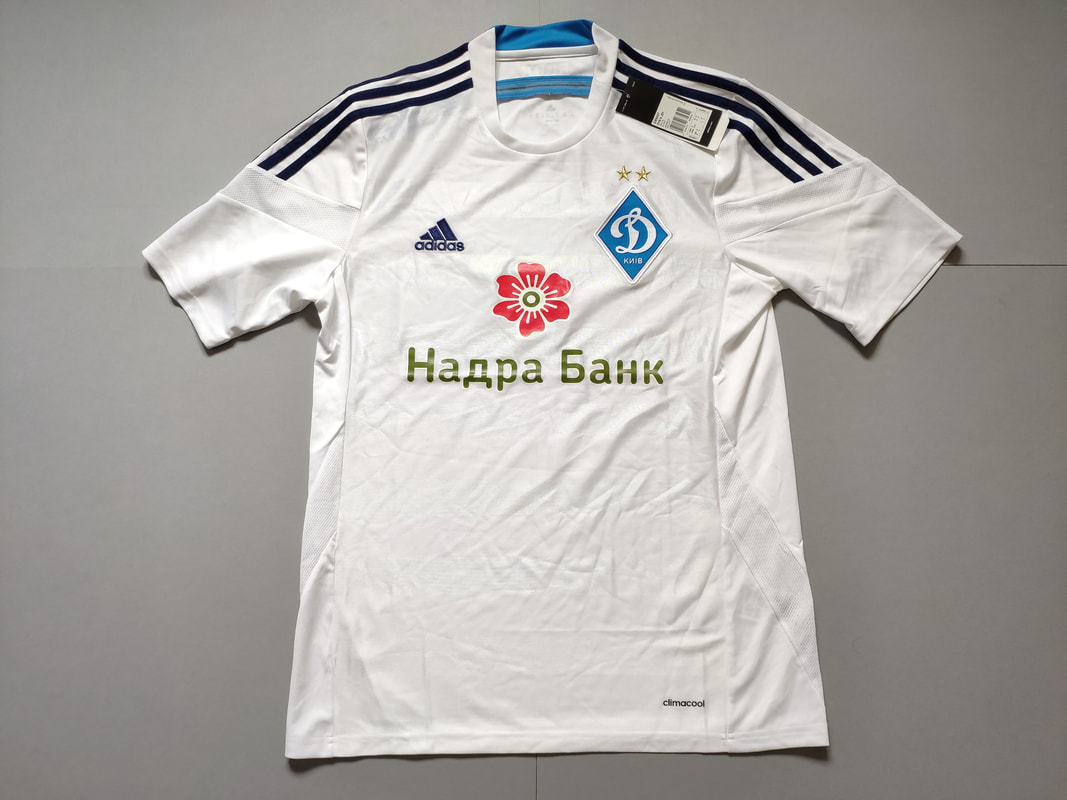 FC Dynamo Kiev Home 2014/2016 Football Shirt Manufactured By Adidas. The Club Plays Football In Ukraine.