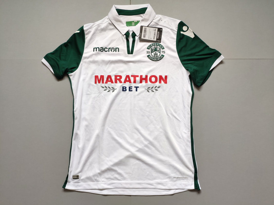 Hibernian F.C. Away 2018/2019 Football Shirt Manufactured By Macron. The Club Plays Football In Scotland.