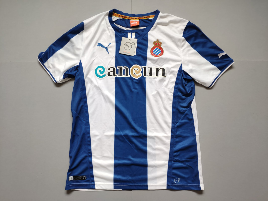 RCD Espanyol Home 2013/2014 Football Shirt Manufactured By Puma. The Club Plays Football In Spain.
