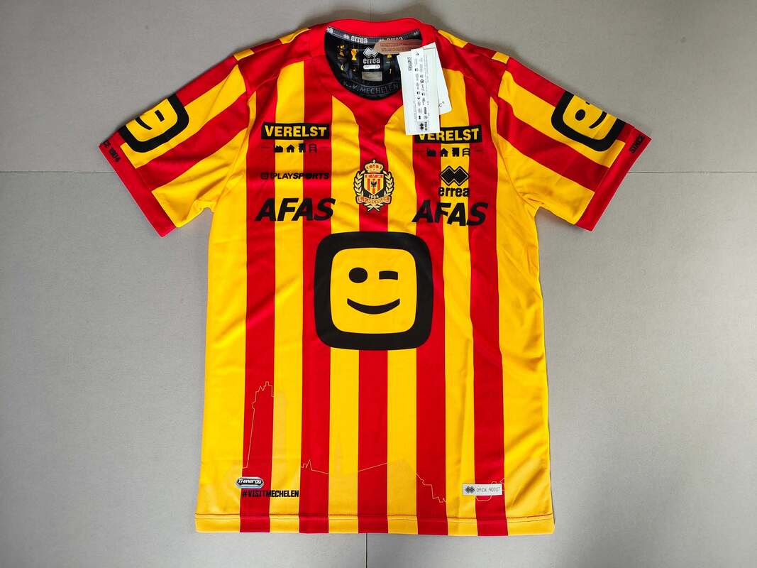 K.V. Mechelen Home 2021/2022 Football Shirt Manufactured By Errea. The Club Plays Football In Belgium.