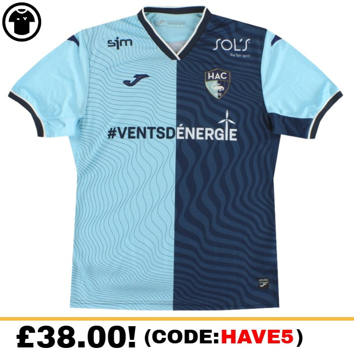 Le Havre Home 2022/2023 Football Shirt Manufactured By Joma. The Club Plays In France.