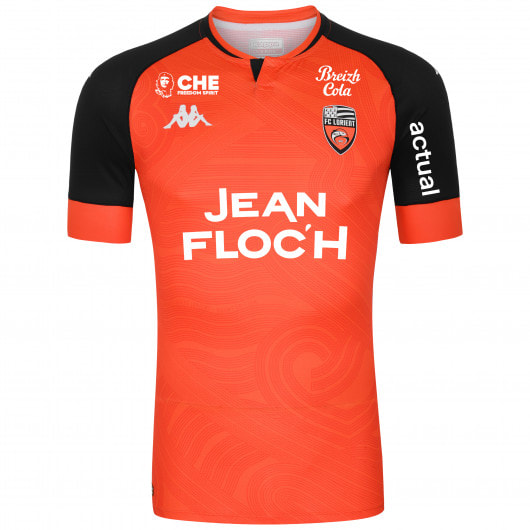 Lorient​​​​​​ Home 2020/2021 Football Shirt Manufactured By Kappa. The Club Plays Football In France.